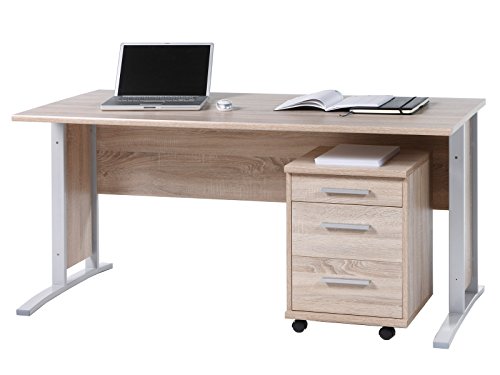 möbelando Schreibtisch Arbeitstisch Bürotisch Computertisch Laptoptisch Büro Clermont I Sonoma-Eiche