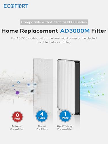 Image of 3000 Replacement Filters for Air Doctor 3000 & 3000M Air Purifiers | 5-Pack 3000 Filter Set Compatible with AirDoctor AD3000 & AD3000M, Comparable to Part # ADF3001 & ADF3010 (No Carbon Filters)