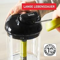 Tefal K13204 Ingenio 5-Sekunden-Zerkleinerer ohne Strom, Fassungsvermögen: 900ml, Multizerkleinerer, Universalzerkleinerer für Gemüse, Obst, Nüsse, Knoblauch, Babynahrung, Schwarz/Grün/Transparent – Ansicht 6