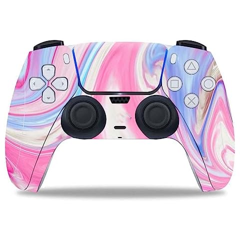FOTTCZ Vinyl Skin for PS5 Digital/Disk Controller, Sticker Decorate and Protect Device Surface, Pink Stripe Cover