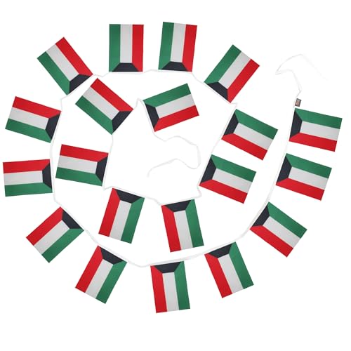 Image of AZ FLAG Kuwait 6 meters BUNTING Flag 20 flags 9'' x 6'' - Kuwaiti STRING flags 15 x 21 cm