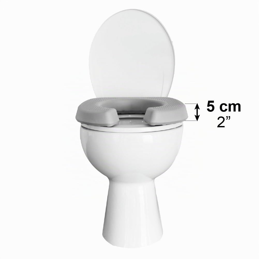KMINA Rehausseur Toilette Adulte (5 cm Hauteur), Coussin Siège WC Étanche Rembourré pour Personne Âgée ou Handicapé, Brevetée - Fabriqué en Europe