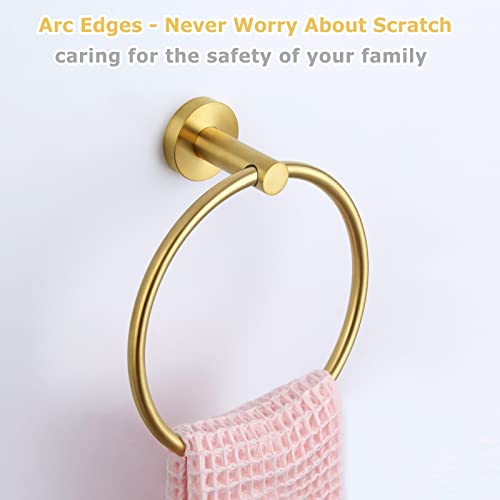 Hand Towel Ring Brushed Gold, Aomasi 304 Stainless Steel Swivel Bath Towel Holder Blank Wall Decor, Chic Bathroom Accessories #TOP7