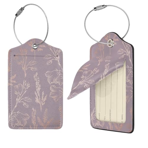 Étiquette bagage cuir premium or rose chic avec boucle en acier