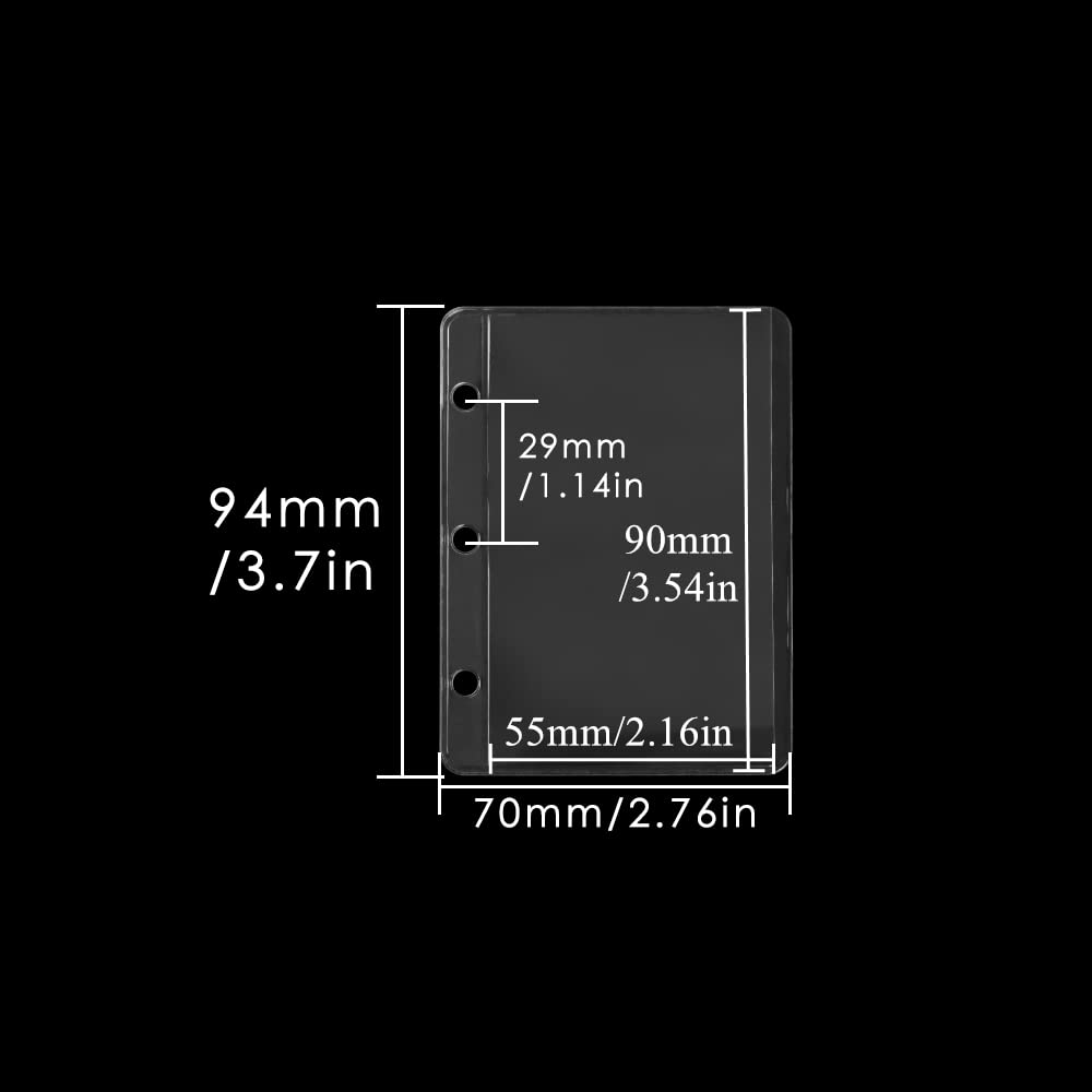 12 Mini Binder Pockets - Clear PVC Organization Pouches For Photos, Cards, Cash & Documents