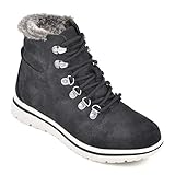 Semelle extérieure sportive CLIFFS BY WHITE MOUNTAIN Shoes Hallett Bottines style randonnée pour femme, Noir/tissu/fourrure, 38 EU