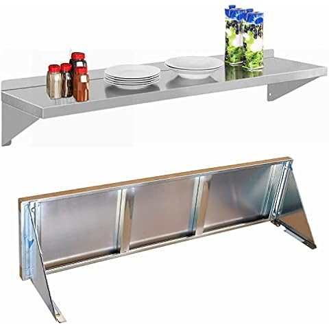 Estante de pared de acero inoxidable MYOYAY | certificado NSF | Estantería metálica para electrodomésticos y equipos | cocina, restaurante, garaje, lavandería, cuarto de servicio Cover