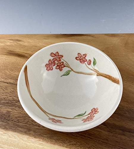 Handmade Small Porcelain Bowl, Hand Painted In Cherry Blossom Pattern #TOP1