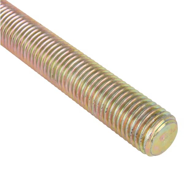 Fully Threaded Rod, 1"-8, 2 ft, Steel, Grade B7, Zinc and Yellow Plated Finish
