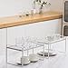 Shantton 2 Pack Kitchen Cabinet Shelf Counter Organizer Rack Pantry Storage Bathroom Bedroom Office Table Desk Space Saving Steel Frame Stackable Rust Resistant Non Slip White