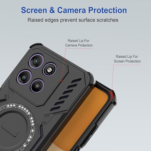 Image of Zapcase Back Case Cover for Motorola G67 Power 5G | Magnetic Case with Built-in Metal Ring | Supports MagSafe Charger, Wallet & Car Mount | Shockproof Hybrid PC + TPU | Black