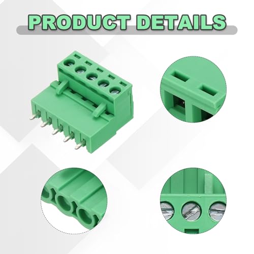 Conectores de bloque de terminales para PCB de 5 pines y paso de 5,08mm 4