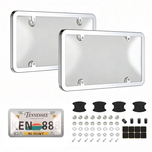 License Plate Cover & Frames, 2 Pack Clear License Plate Protector, ABS Car Plate Cover, Fit Any Standard US Plates