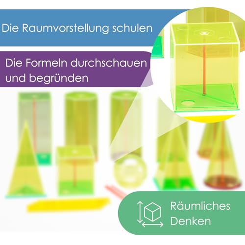 WISSNER aktiv lernen - Körperformensatz 15cm 10 Geokörper mit Schnitten und Mittelachsen (38 Teile) – RE-Plastic
