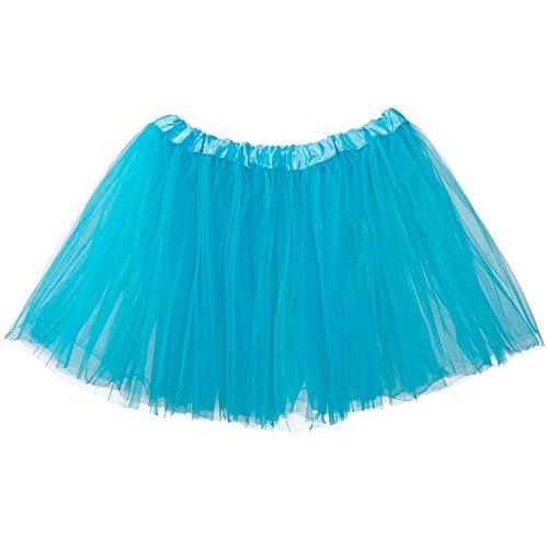 My Lello Adult Tutu Skirt, Classic Elastic 3 Layer Tulle Tutu for Women and Teens - Turquoise