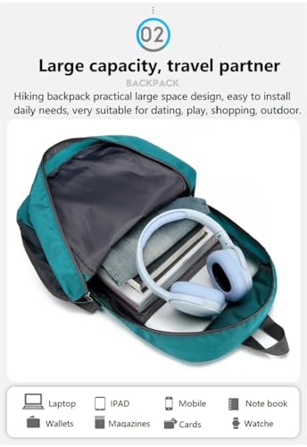 Mochila plegable ligera para hiking 25L azul miniatura 4