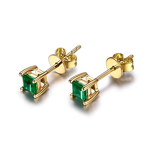 Daesar 18K Yellow Gold Earrings Women Square 0.43Ct Emerald Earrings Vintage Stud Earrings Gold #TOP1