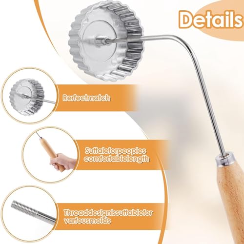 Reinscer 8Pcs Rosettes Timbale Set Rosette Iron Set with Handle, Lotus Flower Bunuelos Cookie Maker Mold, Funnel Cake Maker Set - Image 5