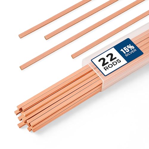 22 PCS Brazing Rods AWS BCuP-5 15% Silver Solder Phos Copper Brazing Alloy Flat Welding Rods 0.050
