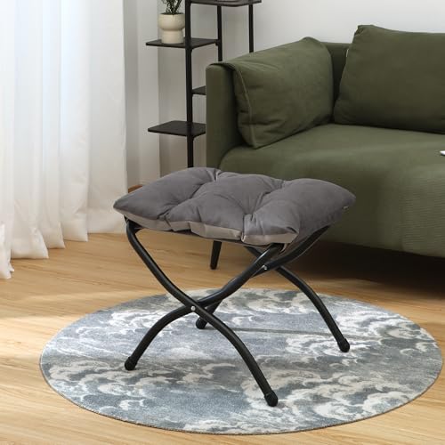 Mordchil HF 15"(H) Folding Ottoman, Foldable Footrest Stool, Portable Small Foot Stool for Couch, Collapsible Foot Rest Ottoman for Sofa, Accent Padded Ottomans for Living Room, Bedroom, Dark Coffee by Mordchil HF - Used condition - Image 4