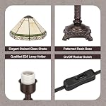 Table Lamp with Stained Glass Shade, Vintage Style Desk Lamp, Mid Century Modern Bedside Nightstand Decorative Lamps with Rocker Switch, Unique Accent Light for Bedroom Living Room Office (E26 Base)