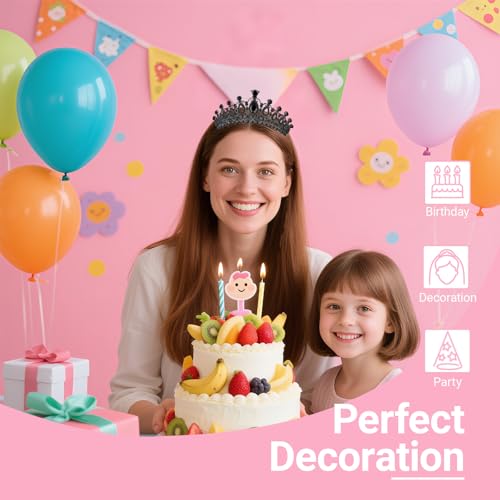 Birthday Tiara and Crown with Sash, Birthday Tiara for Women Party (Black)
