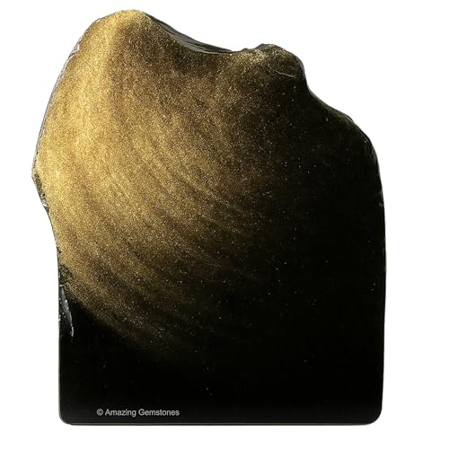 Image of Amazing Gemstone Golden Sheen Obsidian Raw Crystals and Healing Stones, Natural Rocks for Tumbling - DIY Raw Stones and Crystals, 2 Pieces