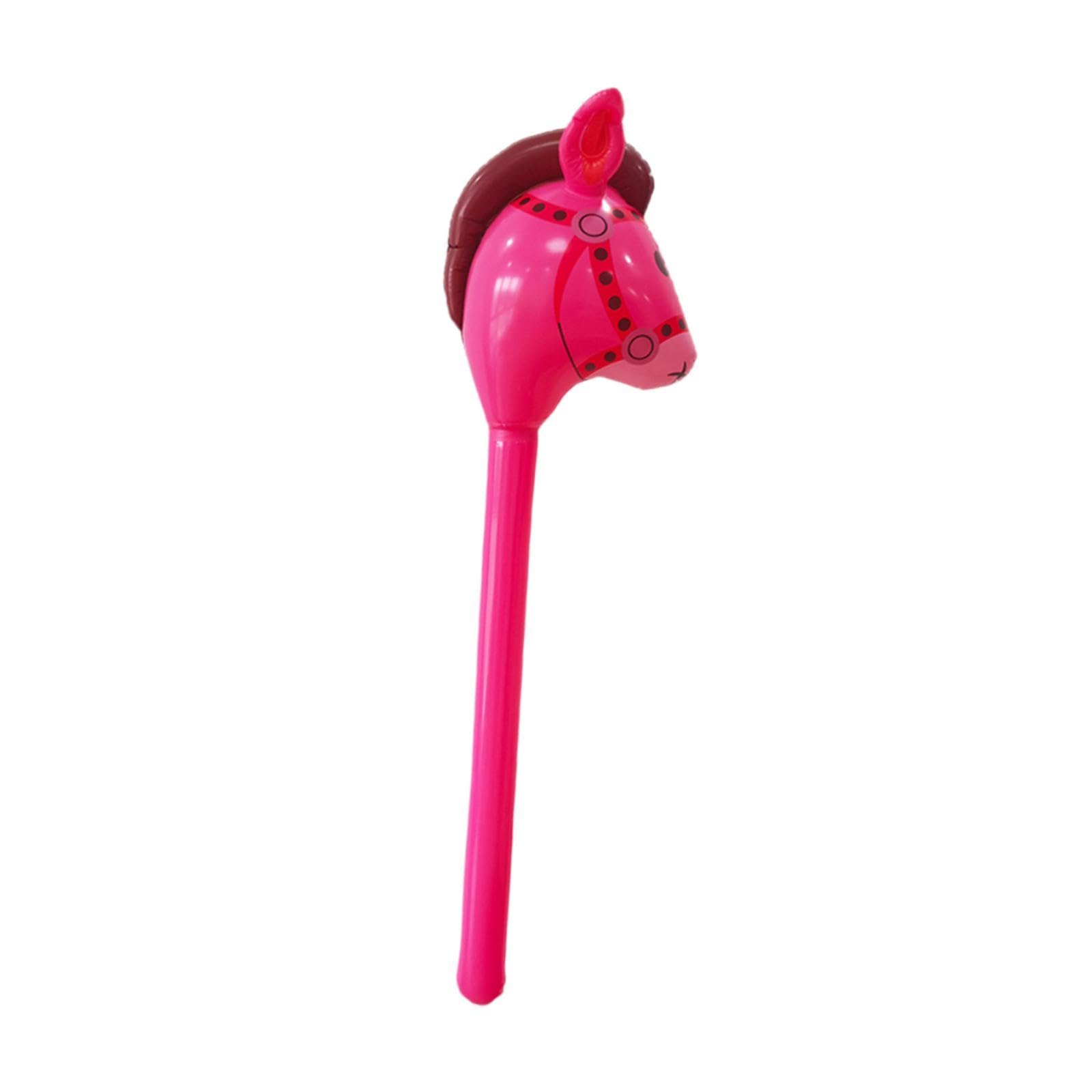 DYNWAVE Horsehead Stick Toy,Party Decoration,Portable Blowing up Stick Toy,Cartoon Horse Riding Stick for Horse Themed Birthday Party, Rose red