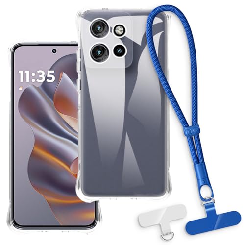 OAGELIM 2-in-1�ی�P�[�X�ƃ��X�g�X�g���b�v Motorola Edge 60 Neo 5G �Ƃ̌݊������� ���O���\�ȃ��j���[�h�t���d�b�J�o�[�A����~�ߕ����h�~�O���b�v�n���h�� (�N���A + �u���[)