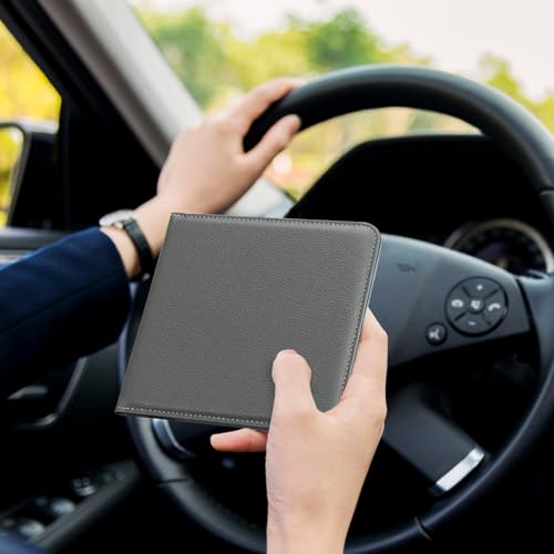 Image of CoBak Car Registration and Insurance Holder - Vehicle Glove Box Car Organizer, Auto Truck Comparment Accessories Case for Essential Document, Driver License, Cards (Dark Gray)