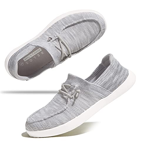 Image of BELOS Women's Rhinestone Lace Up Loafers Shoes Comfortable Slip On Mesh Knit Walking Shoes Fashion Lightweight Sparkly Glitter Sneaker