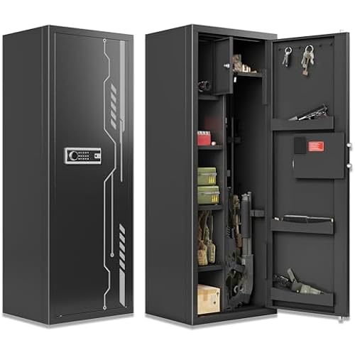 KAER Gun Safe, 8-12 Gun Safes for Rifles and Pistols, Rifle Safe, Large Gun Safe with Storage Cabinet, Rifle Safe for Home Defense with Electronic Keypad & Adjustable Gun Racks & Pistol Storage