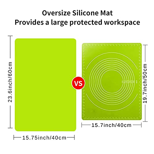 Tapis de Table Extra Large en Silicone pour travaux manuels, dîner, Bureau, comptoir, Protection imperméable, Isolation Thermique, Outil de Cuisine, pâtisserie, Vert (60 x 40 cm) – vue 5