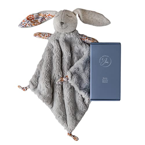 Image of Yuppie Mommy Bonny Bunny Handmade Lovey Security Blanket Gift for Baby Boy or Baby Girl Woodlands Theme— Soft Baby Blanket with Bunny Stuffed Animal with Pacifier Ties Lovies for Newborns and Babies