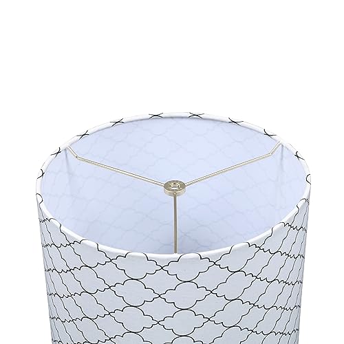 Image of Aspen Creative 31614 Transitional Drum (Cylinder) Shaped Spider Construction Lamp Shade in Off White & Black, 12 inch Wide (12 inch x 12 inch x 10 inch)