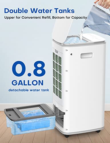 Evaporative Air Cooler, Temeike 3-In-1 Portable Air Conditioners W/Remote, Cooling Tower Fan W/Humidify, 70° Oscillation & 7H Timer Swamp Cooler, Windowless Evaporative Cooler For Room Bedroom Office #TOP6