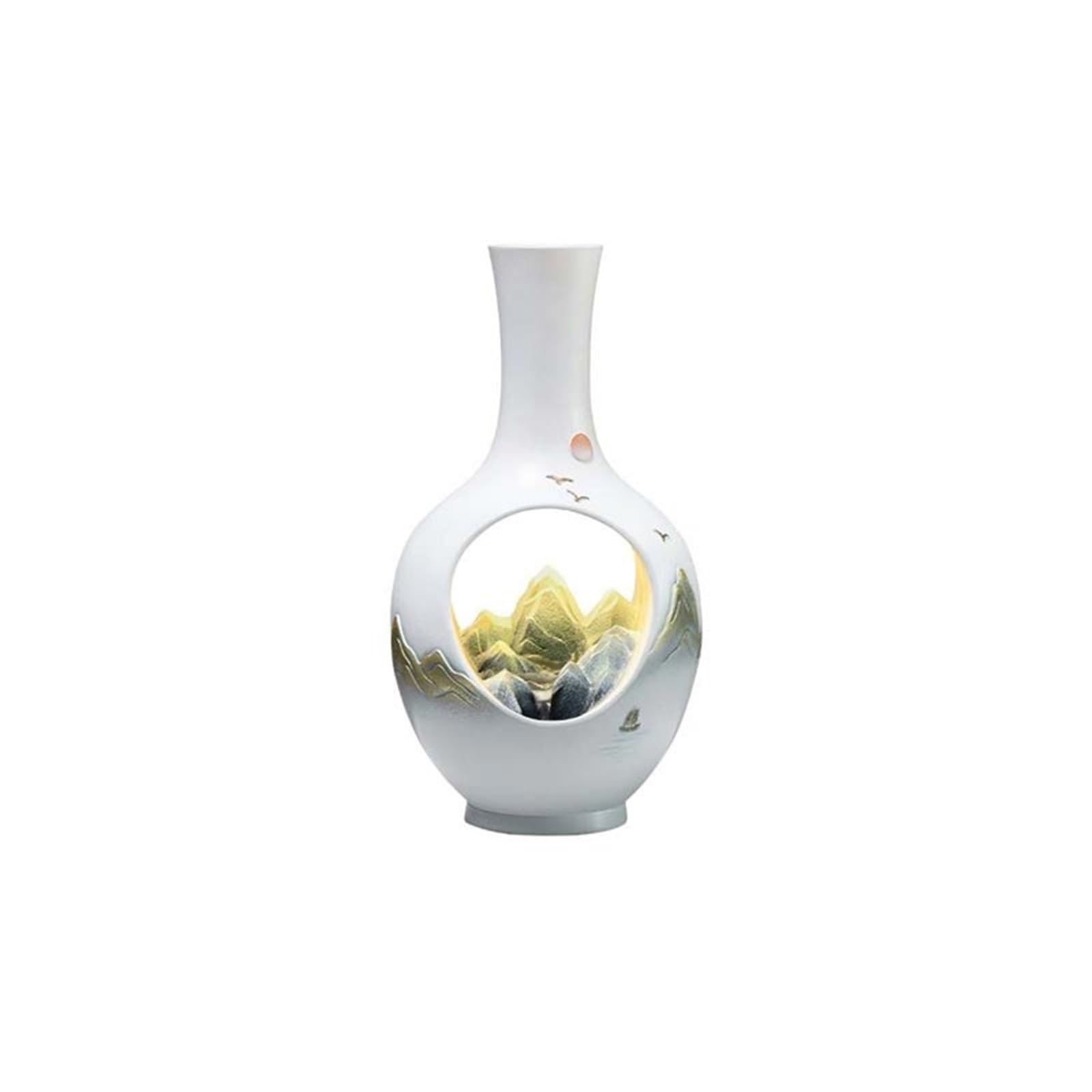 Water Feature Tabletop Water Fountain, Chinese Vase with Flowing Ornaments for Home Office Indoor Fountains