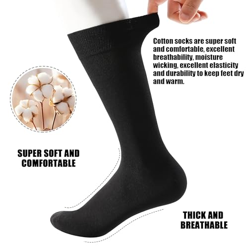 Men's Cotton Crew Socks, Super Soft and Breathable Dress Crew Thin Socks Lightweight Socks for Men 3-6 Pairs Pack Size 8-142