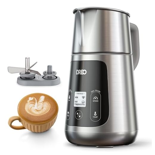 Dreo Milk Frother [Upgraded], All-in-1 Electric Foam Maker for Coffee, 15oz/450ml Automatic Foam Frother for Latte Art-level Microfoam, 30+ Drinks, Dishwasher Safe, Easy to Clean, LED display