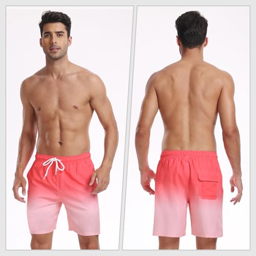 Image of Mens Swim Trunks with Compression Liner 2 in 1 Quick Dry Swimming Shorts Swimwear Bathing Suits with Pockets