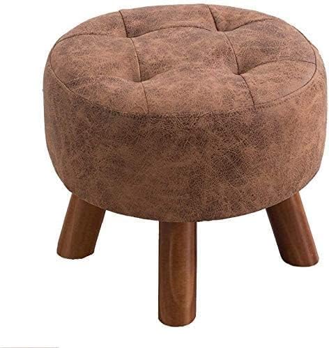 Repose-pieds ottoman carré ou rond en tissu avec 4 pieds en bois massif