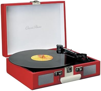 Lenco Classic Phono TT-110 Red Speaker Bluetooth Retro Turntable Record Player