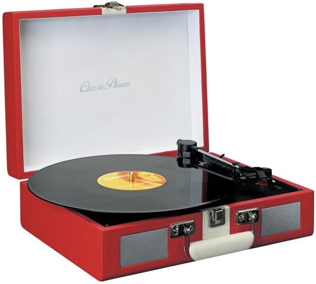 Lenco Classic Phono TT-110 Red Speaker Bluetooth Retro Turntable Record Player