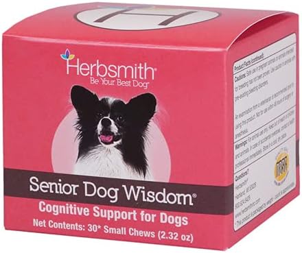 Herbsmith Senior Dog Wisdom – Dog Dementia Supplement – DHA for Senior Dog Brain Health - Senior Supplement for Dogs- 30ct Small Chews