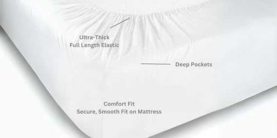 Extra Deep King Fitted Sheet with 2 Pillowcases - White Microfiber, All-Around Elastic 40cm depth, Wrinkle-Free, Fade Resistant - Suitable for All! (White, King)