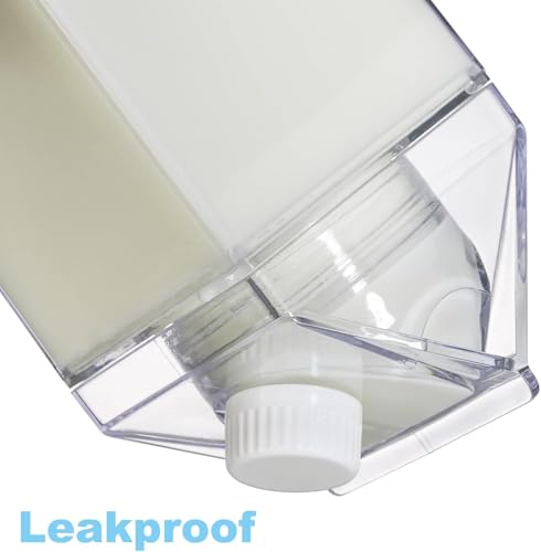 Image of 1000ML Milk Carton Water Bottle, Clear Plastic Milk Box Portable Leakproof Square Juice Bottle for Outdoor Sports Travel Camping (6 Pcs)