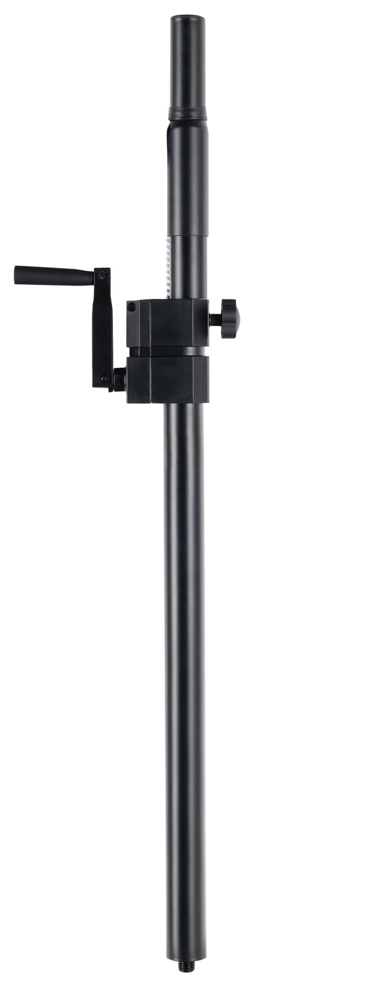 Pronomic Afstandsbuis M20 met Kurbel 2x Set - Stalen afstandsstangen met kurbel voor hoogte-instelling - Voor montage topstukken op subwoofer - Lengte 95-148 cm - M20-draad - Zwart