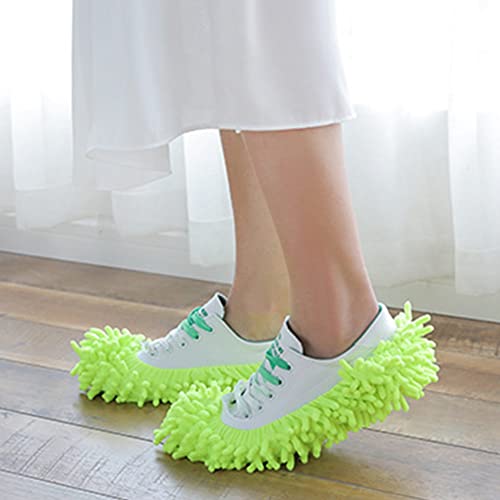 OEBUAFI Mop Shoes Cover, Soft Material, Super Dusting Capacity, Effortless Household Slippers for Floor Care (Green)