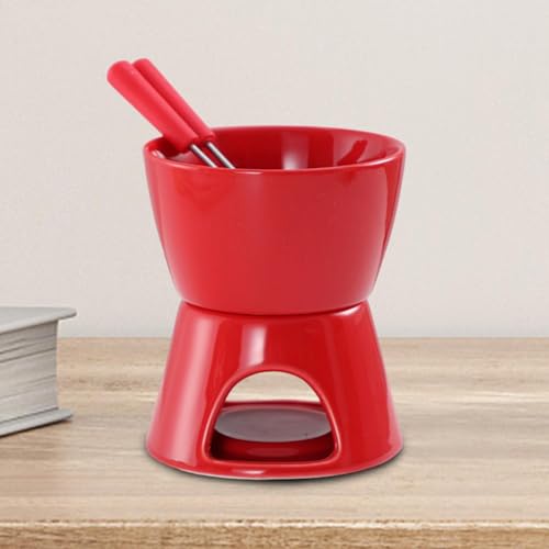 Qianly Chocolate Fondue Pot Ice Cream Hot Pot Home Chocolate Melter Pot Party Tea Light Porcelain Melting Pot Cheese Fondue Pot