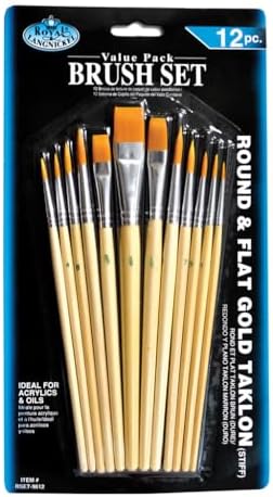 Royal and Langnickel Round/Flat Taklon Variety Brush Set - Gold (Pack of 12) image 2